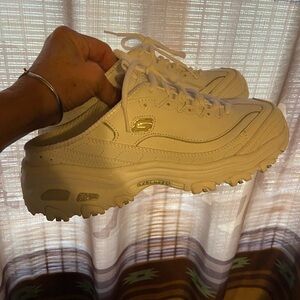 Skechers White Slip-On Platform Sneakers